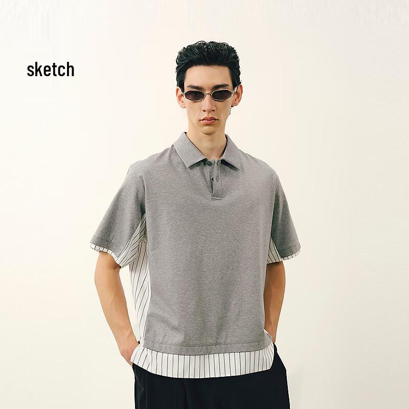 CROQUIS Men s Summer Striped Cotton Loose Fit Polo Shirt M