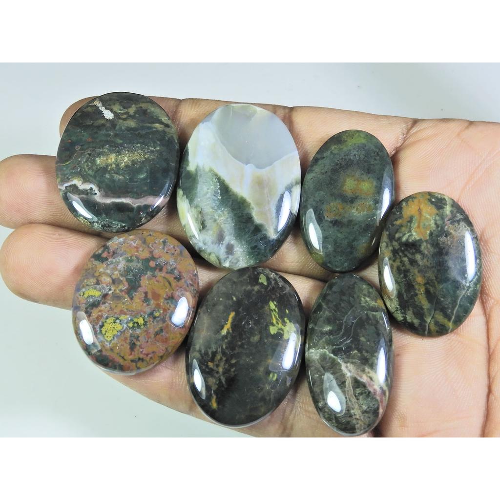 255Cts. Natural Ocean Jasper Oval Shape Cabochon Loose Gemstone 07 Pcs Lot C-308
