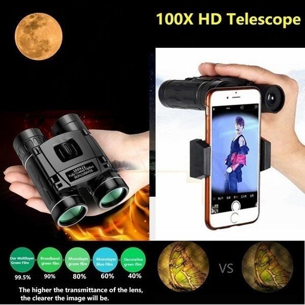30000 מטר 100x זום יום / לילה ראיית לילה Ultra HD משקפת טלסקופ ציד בחוץ טיולי קמפינג טלסקופ לצפייה בציפורים עם מתנות טלפון