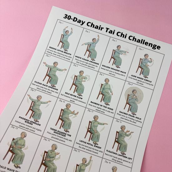 2 ks Tai Chi cvičení na židli pro seniory a začátečníky 10x8 palců