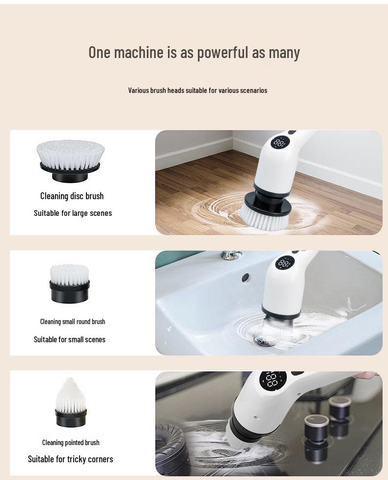 Electric 8-in-1 Retractable Cleaning Brush with LCD Display