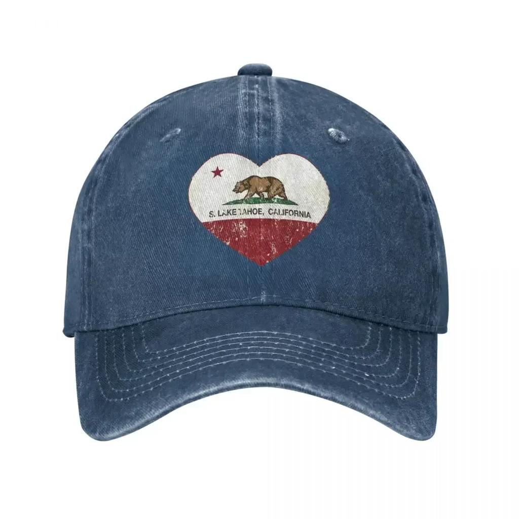 South Lake Tahoe California Love Heart Flag Baseball Cap Vintage Distressed Washed Headwear Men Women Outdoor Hats Cap