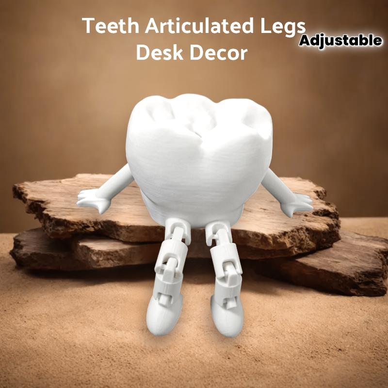 3D-printet artikuleret tandfigurine, Bevægelige led Tandmodel, Sjov dentaldekoration til skrivebord, Gave til tandlægeklinik