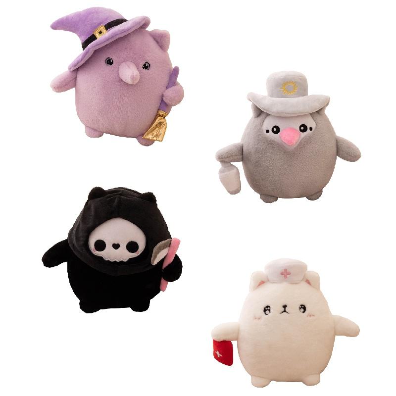 Dark Cat Series Plush Toys For Halloween Witch, Nurse, Death, And More
