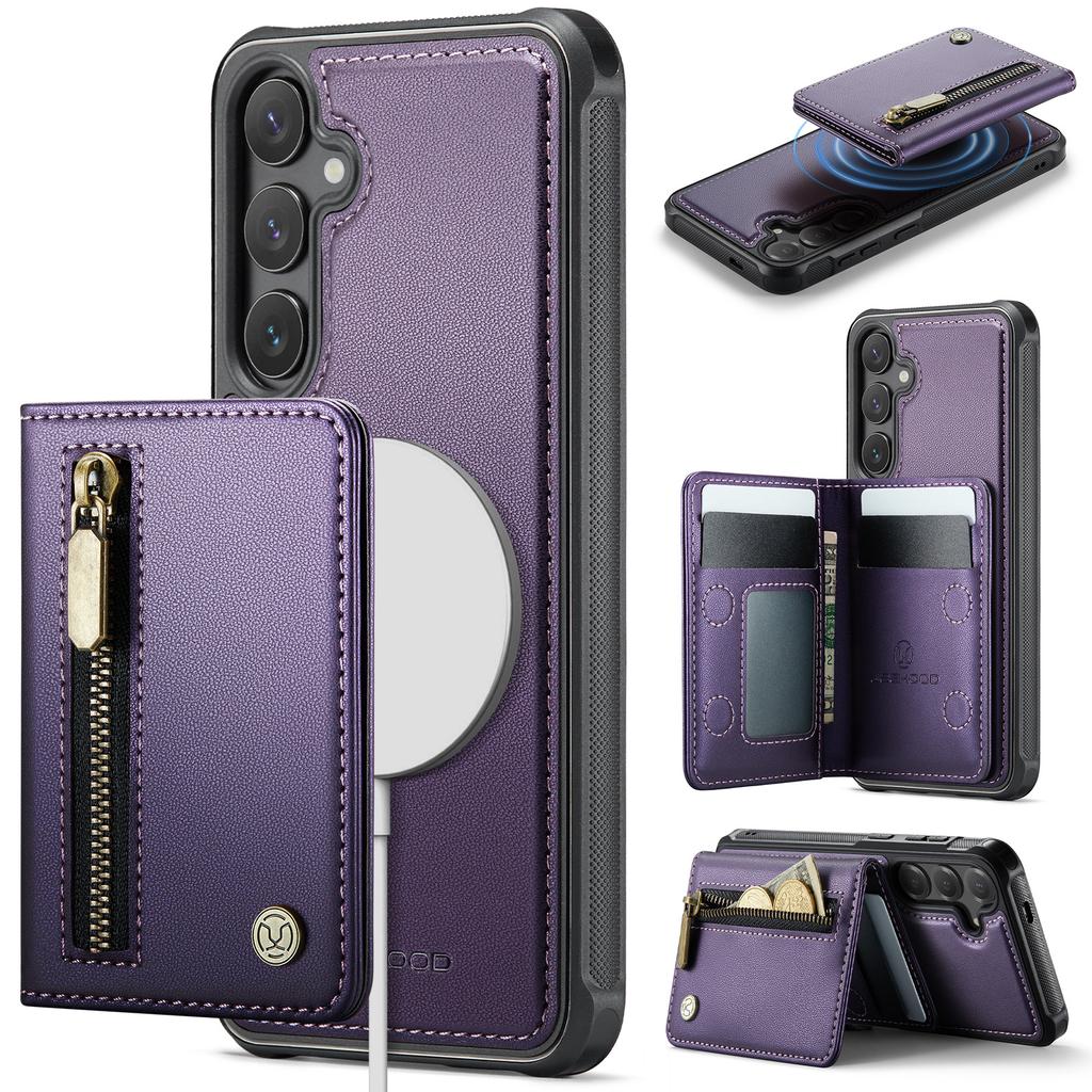 2-in-1 Abnehmbares Magnetischer Reißverschluss Leder Kartenfach Geldbörse Lederhülle Für Samsung S25 Ultra S24 Plus S23 S22 A16 A26 Hülle