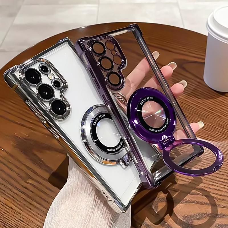 Luxuriöse Beschichtung Stoßfeste Hülle für Smasung S25 Ultra S24 Plus S23 S22 S21 S20 FE Note 20 Für Magsafe Magnetische Halterung Handyhülle