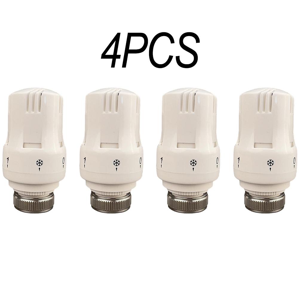 4pcs Thermostatic Head M30*1.5mm Threaded Thermostatic Radiator Valve Heating Temperature Control Valve With Anti-freeze Protect
