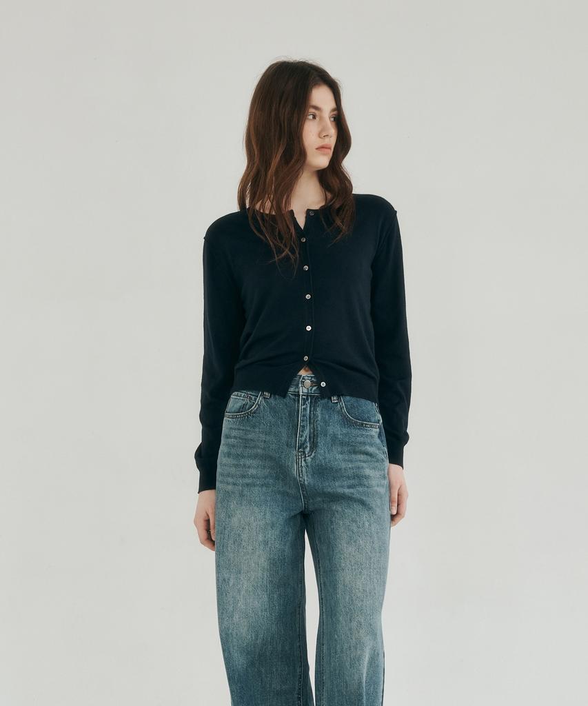 Lossyrow Round Button Cardigan Navy