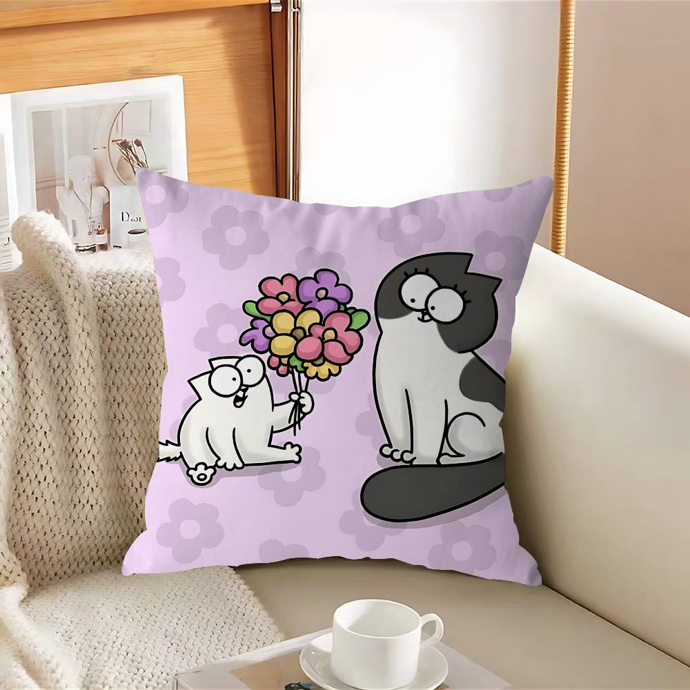 S-Simons Cartoon C-Cat Cushion Cover Inches Farmhouse Decor Home Throw Pillow Covers For Couch Decorations