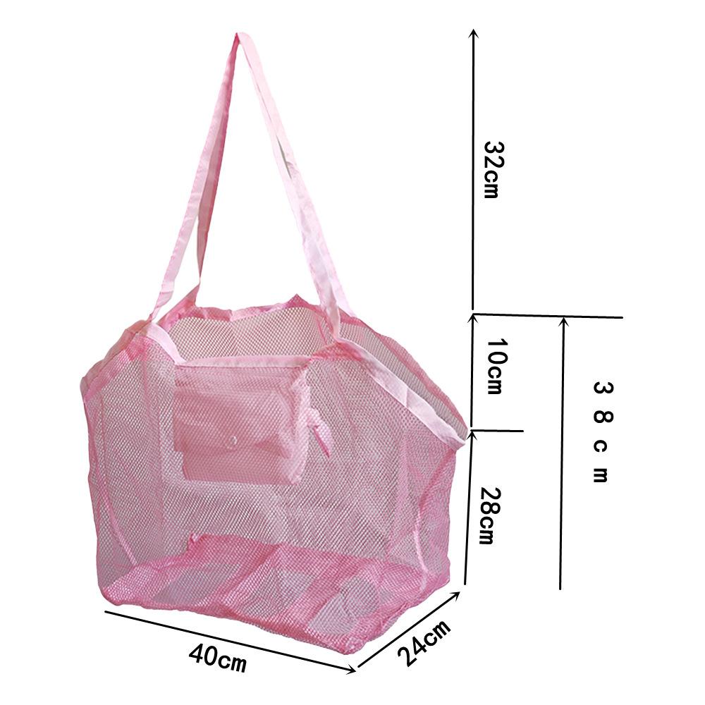 Large-Capacity Mesh Beach Bag Travel Organizer Mesh Toy Storage Bag Foldable Swim Bag