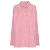 Shop   Women Big Size Overfit Collar Neck Stripe Shirt Red Ntt Wbl 20578