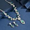 Rhombus Necklace Earrings Three-piece Set Fringed Luxury Rhinestone Jewelry  Wedding