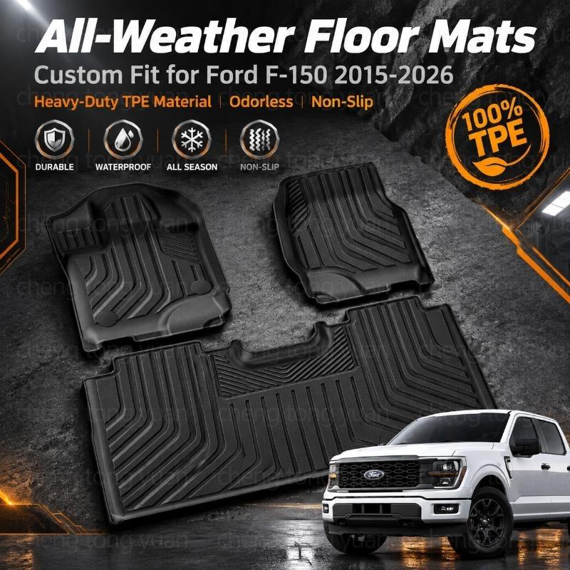 TPE Car Floor Mats Trunk Mats For Ford F150 F-150 North American Fuel Versions 2015-2026 Car-specific Half-cover Car Accessories