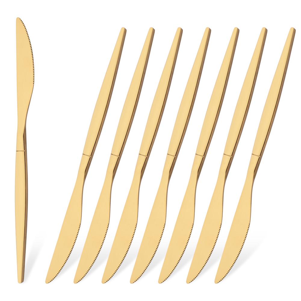 8 szt. Noże obiadowe z białego złota Sztućce ze stali nierdzewnej Zachodnie noże do steków Można myć w zmywarce Do domu, kuchni i restauracji