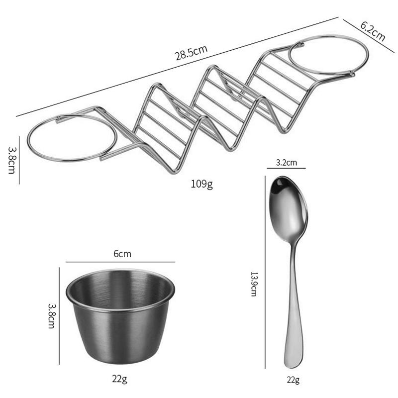 Stainless Steel Taco Holder with 2 Sauce Cups Taco Stand Holds 3 Tortillas Taco Tray Plates Fits Air Fryer Oven Kitchen Gadgets