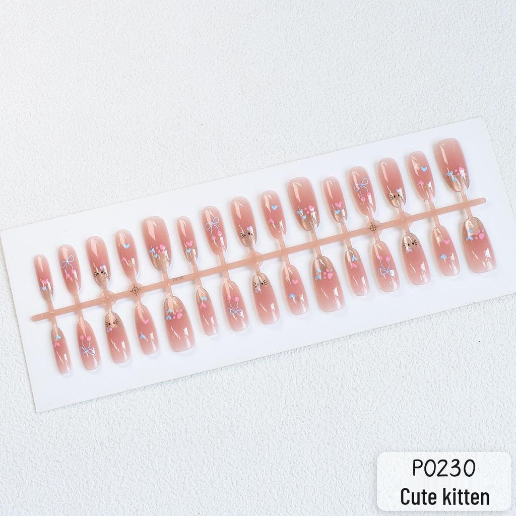 Schattige Kitten Babyroze Kattenoog Plaknagels voor Meisjes - 30 stuks