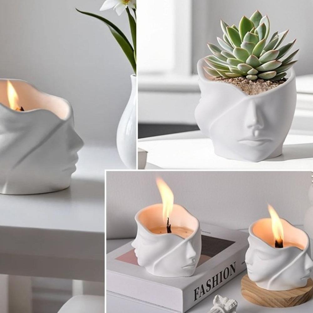 Heat Resistant Face Planter Mold Flexible Flower Pot Mold Unique Silicone Candy Mold  Craft Making