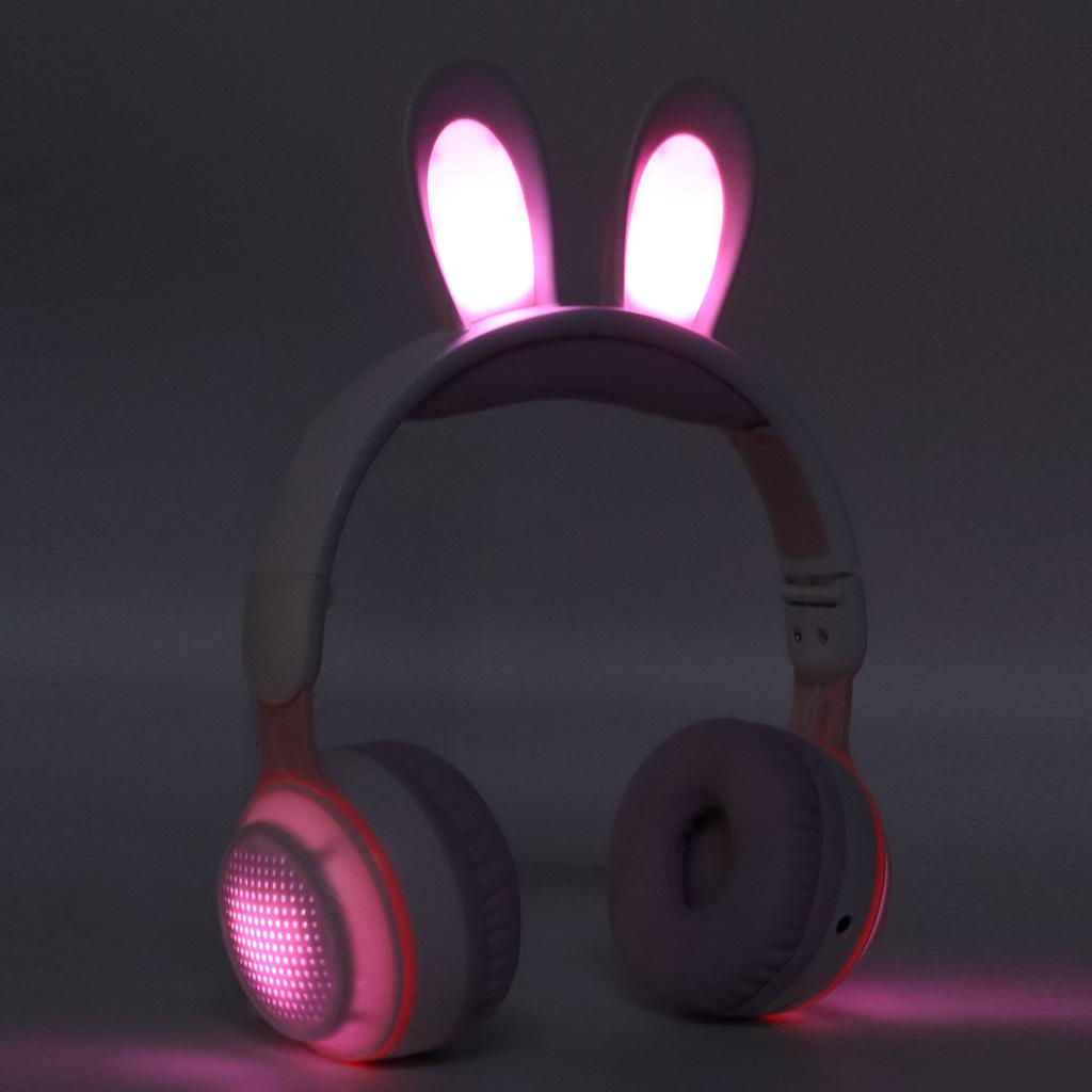 Ear 5.0 Headphones Folding Kids Wireless Headset with LED Color Light for PC Tablet Online Learning