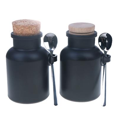 Multipurpose Bath Salt Bottle Frosted ABS Empty Bath Salts Jars With Soft Cork Stainless Steel Spoon