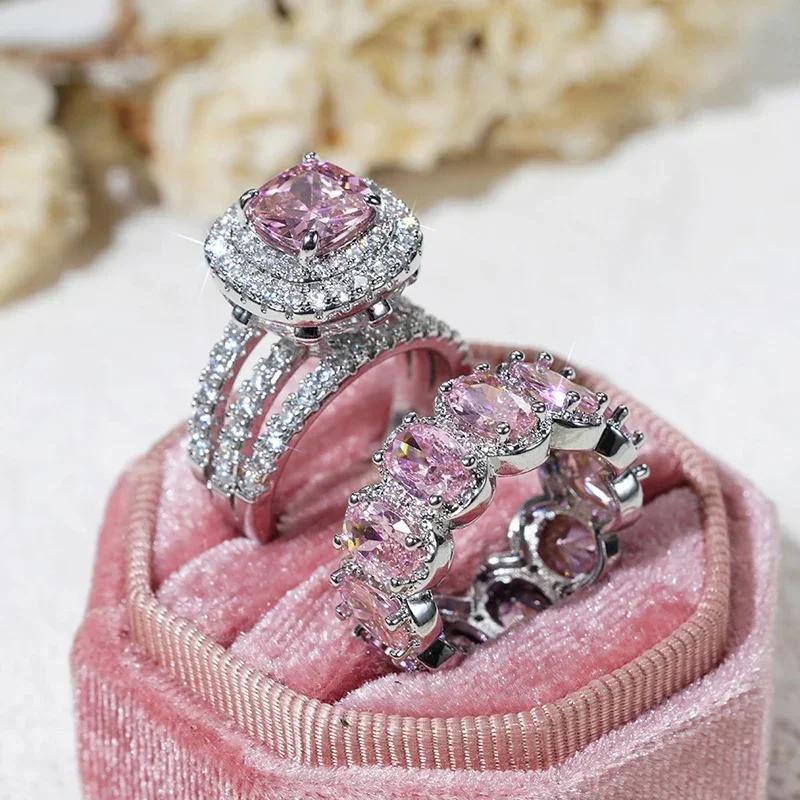 Gorgeous S Set of Rings for Women Brilliant Zirconia Finger Jewelry for Engagement Party High-quality Accessories
