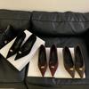 Eleganckie Buty na Koturnie Damskie Szpilki 2025 Nowe Szpiczaste Czółenka Biurowe Damskie Metalowa Klamra Płaskie Czółenka Modne Buty na Imprezę Sukienkowe
