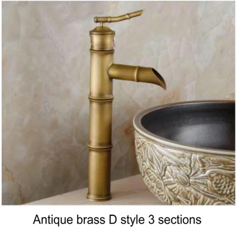 Antique Brass Bronze Black Finish Bathroom Basin Hot&Cold Mixer Tap High Quality Waterfall Faucet