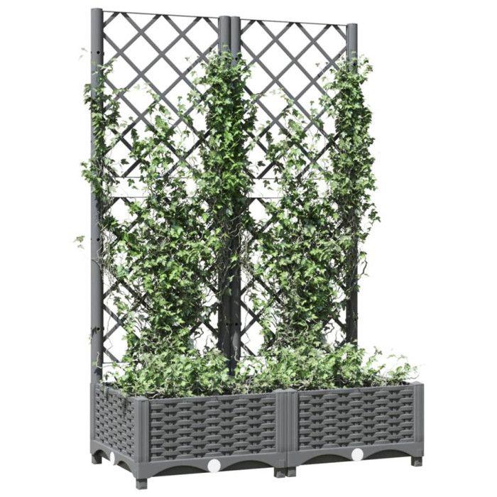 VidaXL Jardinière avec treillis Gris clair 80x40x121,5 cm PP 153271