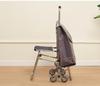 Compact Folding Stair-Climbing Trolley with Seat, Stainless Steel Rod, Outdoor Grocery Cart