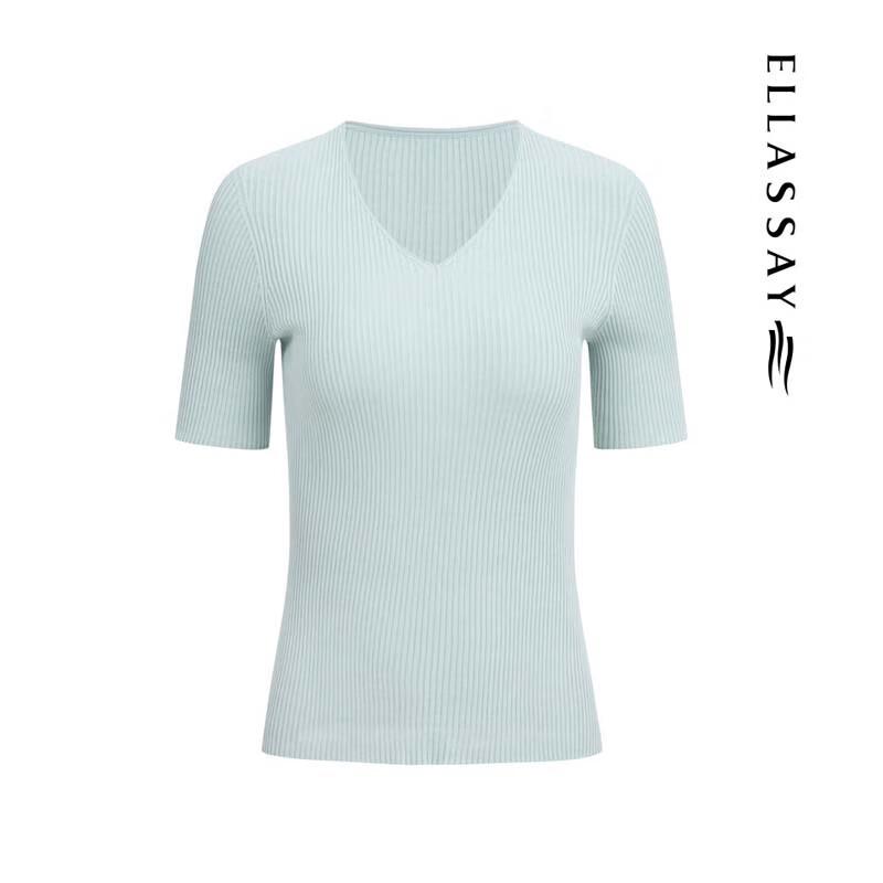 ELLASSAY Elegant Ribbed Slim Knit Top for Women