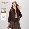Qianbainian Women's Wool & Cashmere Blend Double-Sided Lapel Coat