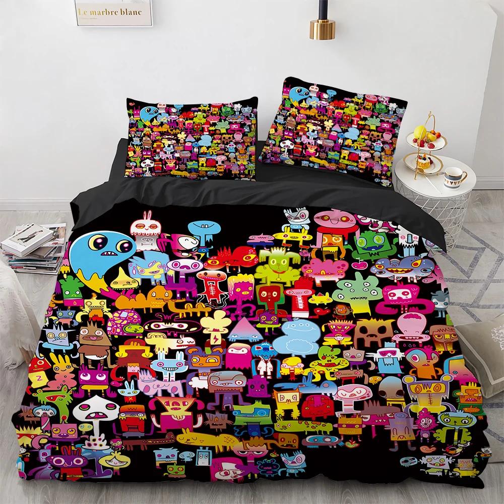 Comforter Microorganism Bacteria Comforter Bedding Set For Winter Little Monster Pathogen Be Riotous With Colour 3D