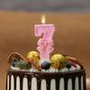 Digital Luminous Pink Bow Candle Birthday Cake Decoration In Clear Box