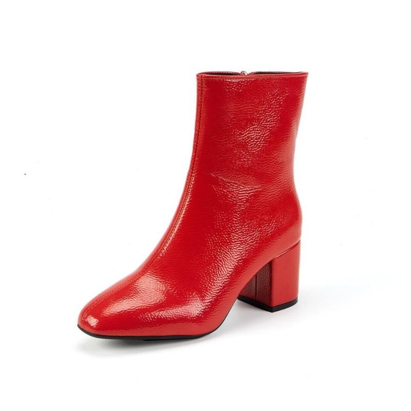 

Shoes For Women Ankle Boots For Women Side Zipper Stretch Middle Heel Plus Size Short Boots Fashion Pointed Shoes 35-42 35