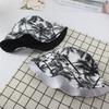 1 Pcs Cotton Summer Fisherman Sun Hat Unisex Double-sided Printing  Black Coconut Tree Outdoor Beach Travel Sunshade Hiking Hat
