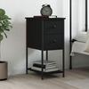 Bedside Table - Maison Exclusive - Black - Engineered Wood & Iron Frame - 32 X 42 X 70 Cm
