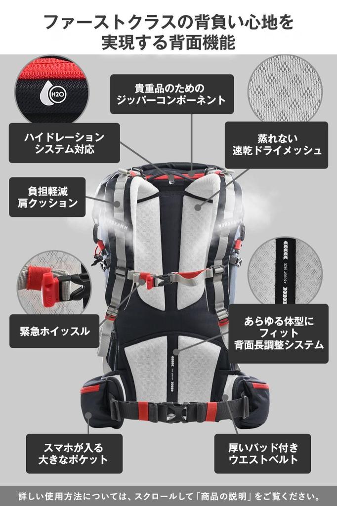 NORDKAMM Roczna sprzedaż w sztukach Plecak wspinaczkowy 40L z pokrowcem przeciwdeszczowym i miejscem na kask 3000mm Wodoodporny Duży Idealny na katastrofy, outdoor i więcej -