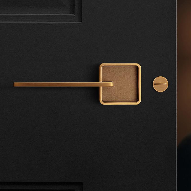 Nordic Door Lock Indoor Bedroom Silent Door Lock Simple Yellow Bronze Split Lock Modern Furniture Decorative Door Handle