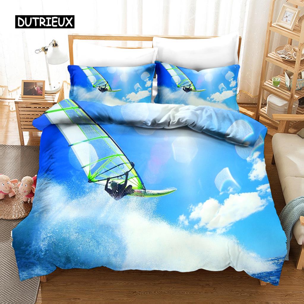 

Комплект постельного белья с изображением серфинга, комплект постельного белья с изображением досок для серфинга, молодежный комплект постельного белья с изображением океана и спорта для подростков, полиэстер, волны, серфинг, океан, королева, пододеяльник