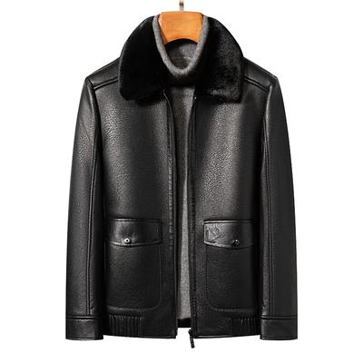 Pelliccia invernale da uomo nuova All-in-one Business casual da uomo Plus Velluto ispessito Giacca in pelle con risvolto di mezza età Cappotto in pelliccia