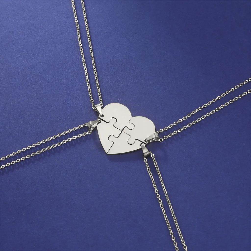 Dreamtimes Liebesherz Puzzle Anhänger Halskette 2/3/4/5/6 Teile Edelstahl Damen Herren Schmuck Liebhaber Familie Freunde Geschenke