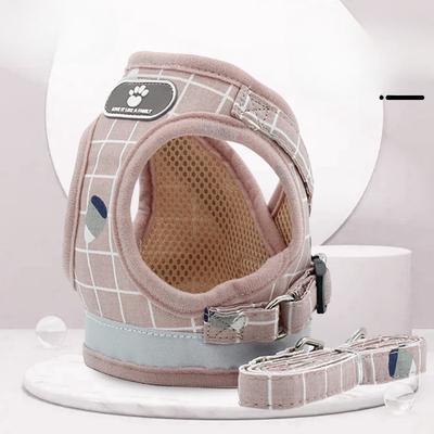 Dog Leash Vest Plaid Dog Chest Strap Reflective Small Dog Walking Leash Pet Chest Strap