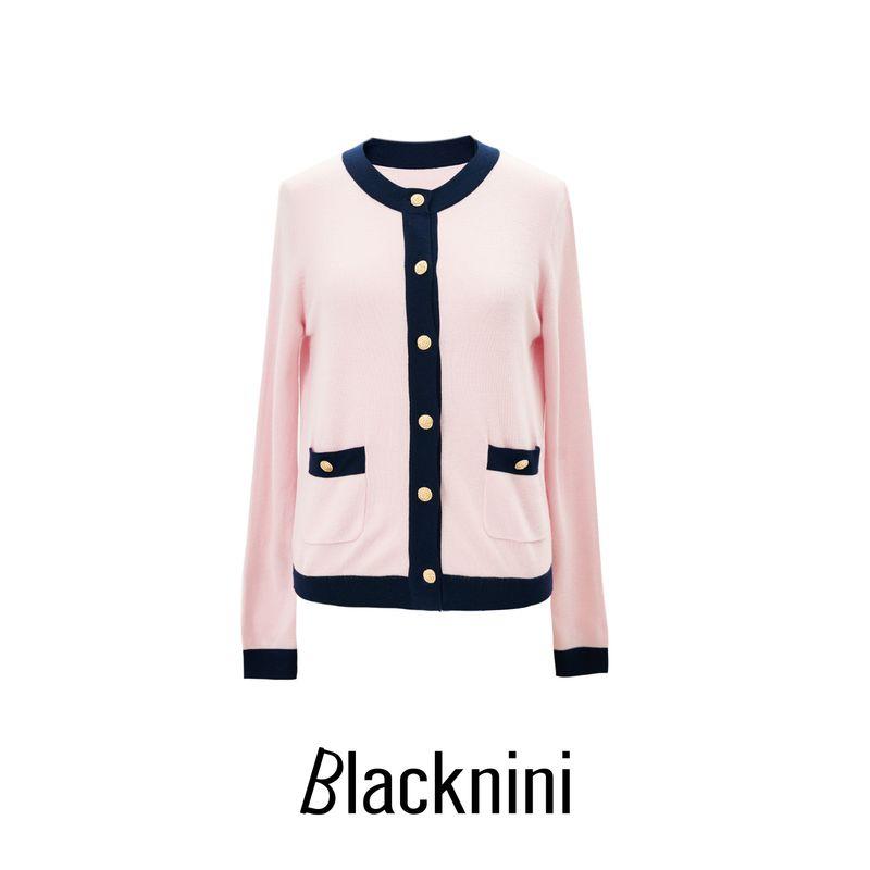 

Blacknini Yin Huafu Fragrance Classic Same Luxury German South Mao 120S Jixi Merino Knitting Cardigan Pink M(Waffer size)