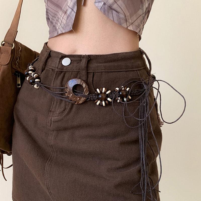 Vintage Ethnic Style Handwoven Waist Rope Women'S Dress Decorative Waist Chain Versatile Bohemian Y2K Belt