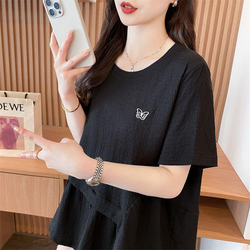 

Plus Size Women s Flattering Loose Ruffle Short-Sleeve T-Shirt - New Summer Style L чорний