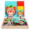 Magnetic 3D Puzzles for Kids Montessori Games Educational Toys for Children Blackboard Whiteboard Drawing Wooden Jigsaw Puzzle