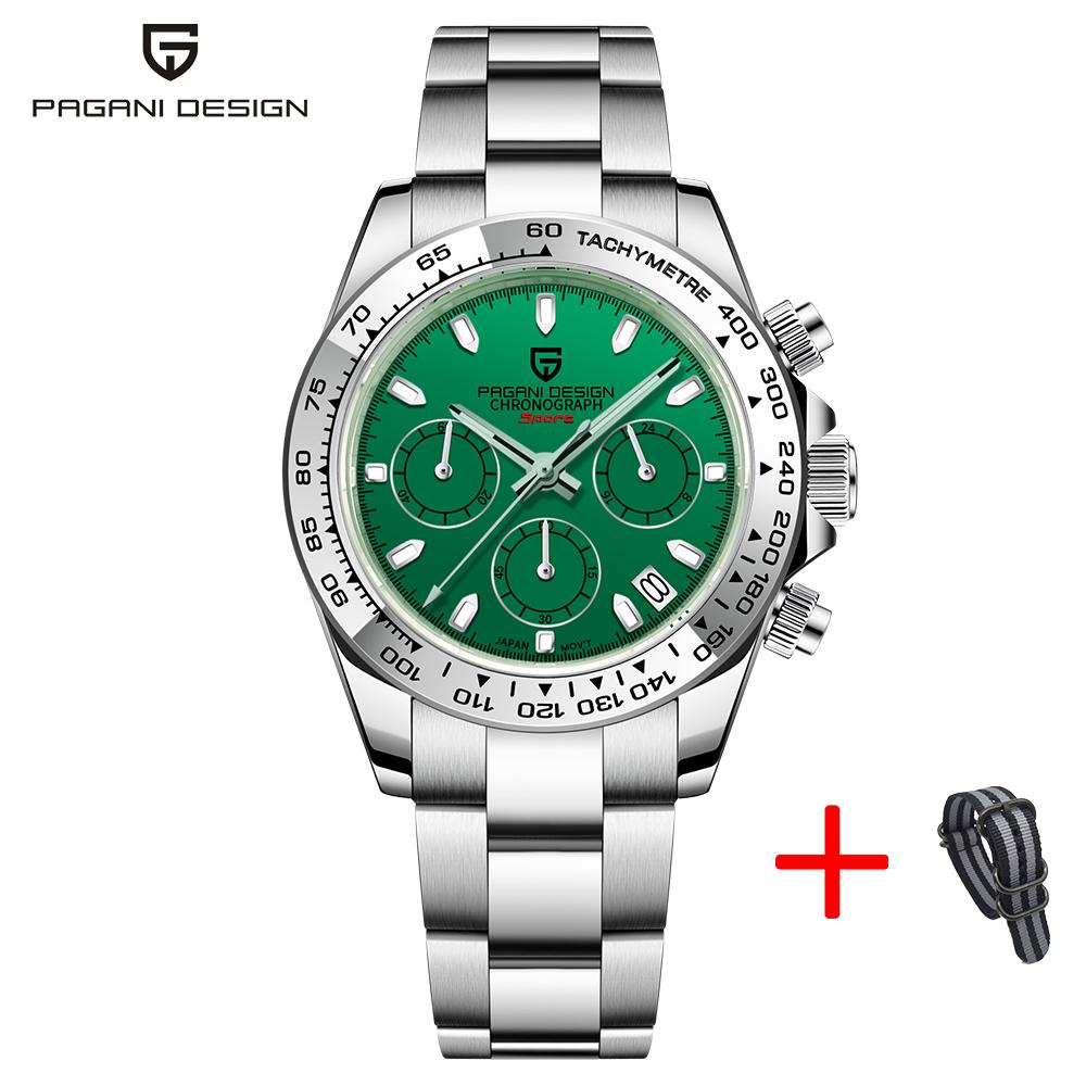 PAGANI DESIGN New Stainless Steel Bezel Men Quartz Wrist Watches Luxury Sapphire Glass Chronograph VK63 Watch Men