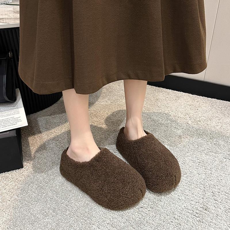 Fluffy slippers women's outer wear new fluffy thick-bottomed indoor home women's cotton slippers