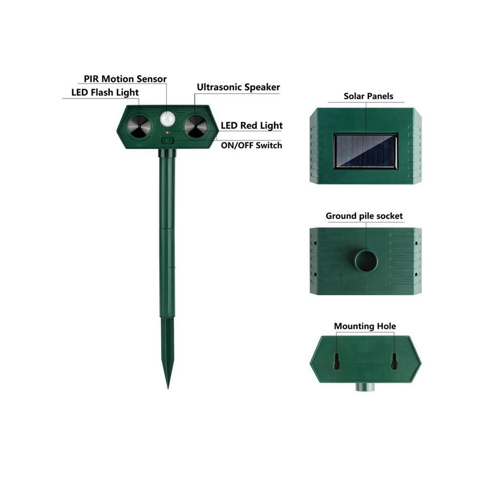 2024 Ultrasonic Animal Repellent, 1-Pack Solar Outdoor Deer Repeller with Motion Sensor, Deters Cats, Squirrels, Rabbits