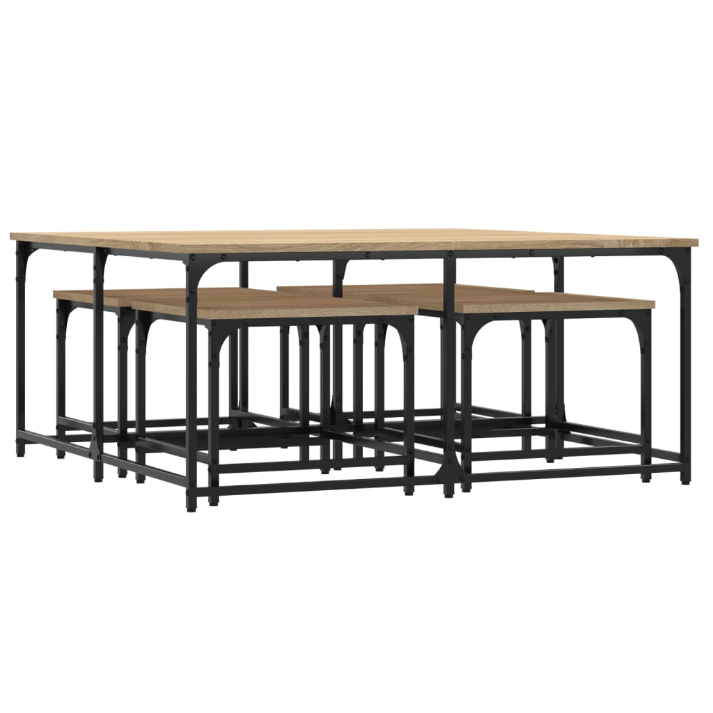 Coffee Tables, Nestable, 5 Pcs, Sonoma Oak