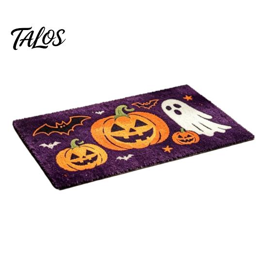 Absorbent Living Room Carpet Halloween Bath Mat, Pumpkin Ghost Bat Pattern Bathroom Rug, Non-slip Backing Door Rug Machine Washable Non-Slip
